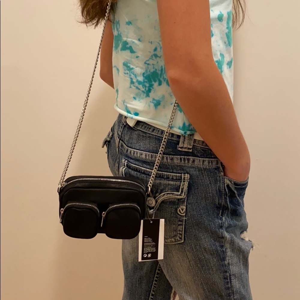 Satin mini bag purse stylish black chain